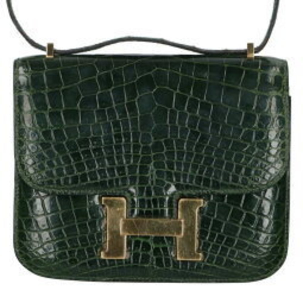 HERMES Constance U GG Niloticus matte shoulder bag green